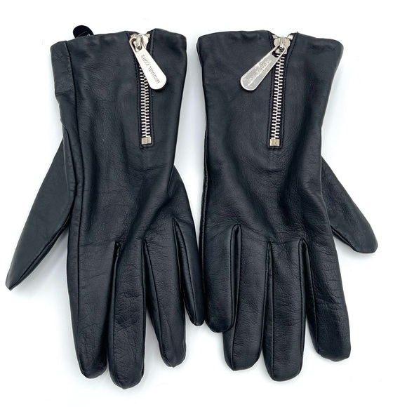 Michael Kors Accessories - Michael Kors Dressy Faux Leather Gloves Black w/ Silver Zippers